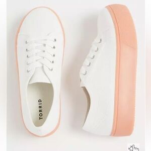 torrid White Canvas Sneakers with Peach Platform Sole